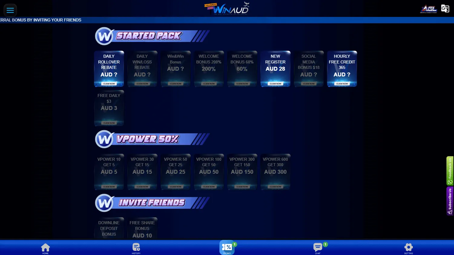 Winaud Casino promotions experience on desktop